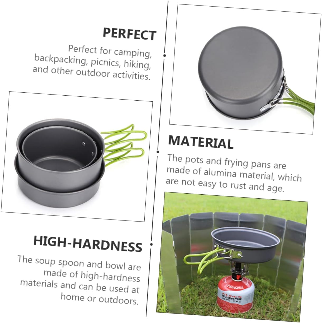 Happyyami 1set Portable Outdoor Cooking Pot and Pan Set Lightweight Camping Cookware for Picnic Boiling Frying and More Non-Stick Design for Easy Cleanup and Convenient Carrying