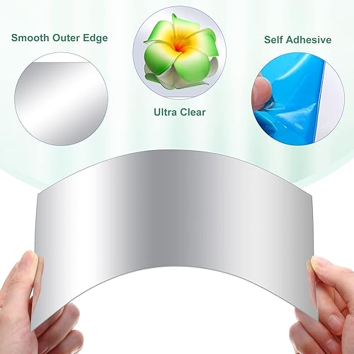 Miniatura 10 de Tuanse 80 hojas de espejo de plástico flexibles, autoadhesivas, rectangulares, 6 x 6 pulgadas, para decoración del hogar