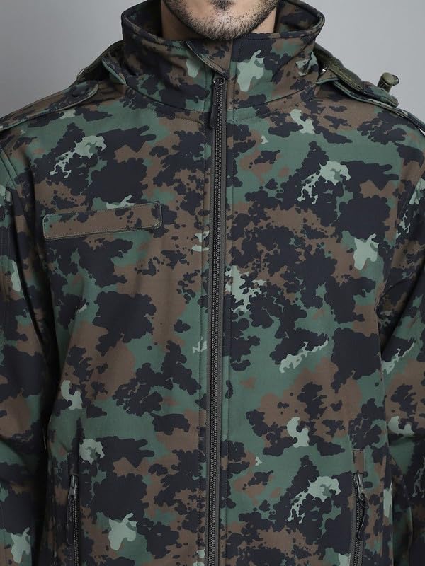 Image of MOUNTMILLER Men's 12 Zipper Softshell Hooded Tactical Jacket | Water-Repellent, Multi-Pocket, Abrasion-Resistant - Perfect for Outdoor Activities, Hiking, and Trekking