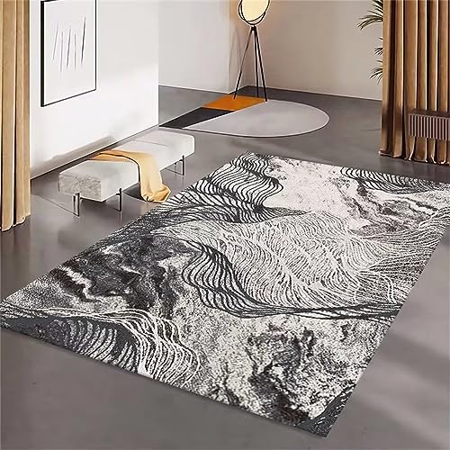 RUGMRZ Fleckerlteppich Einfaches Wohnzimmer, Schlafzimmer, rutschfest Tisch esszimmer Teppich schwarz Ultra Soft modern Area Rugs bodenmatte fleckerlteppich teppichrutschstopp180x270CM
