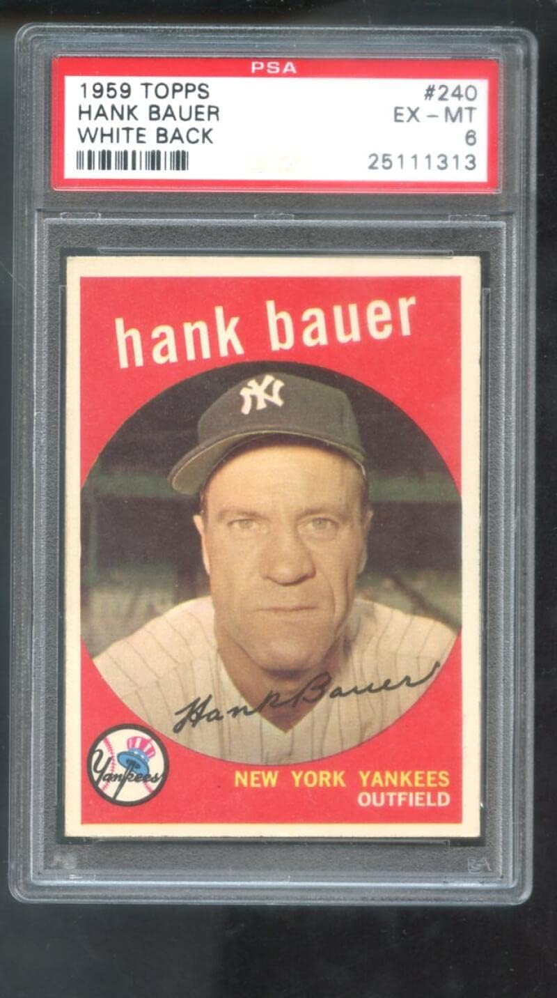 1959 Topps #240 Hank Bauer WB PSA 6 Graded Baseball Card MLB New York Yankees
