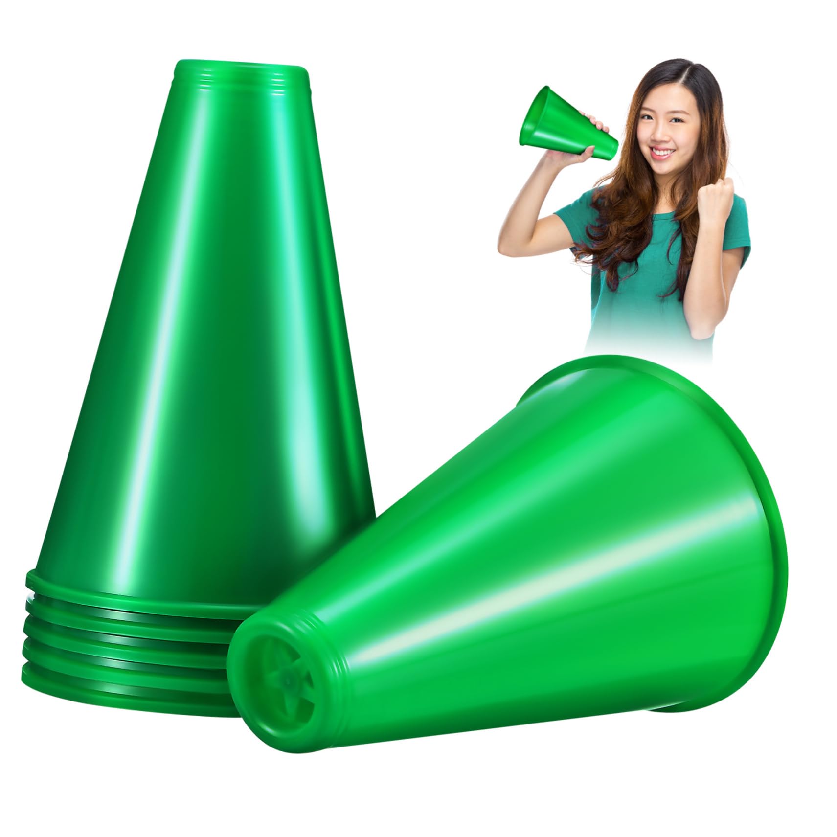 6 Megáfonos de Plástico Resistentes Sonido Claro, Ideales para Fiestas y Eventos