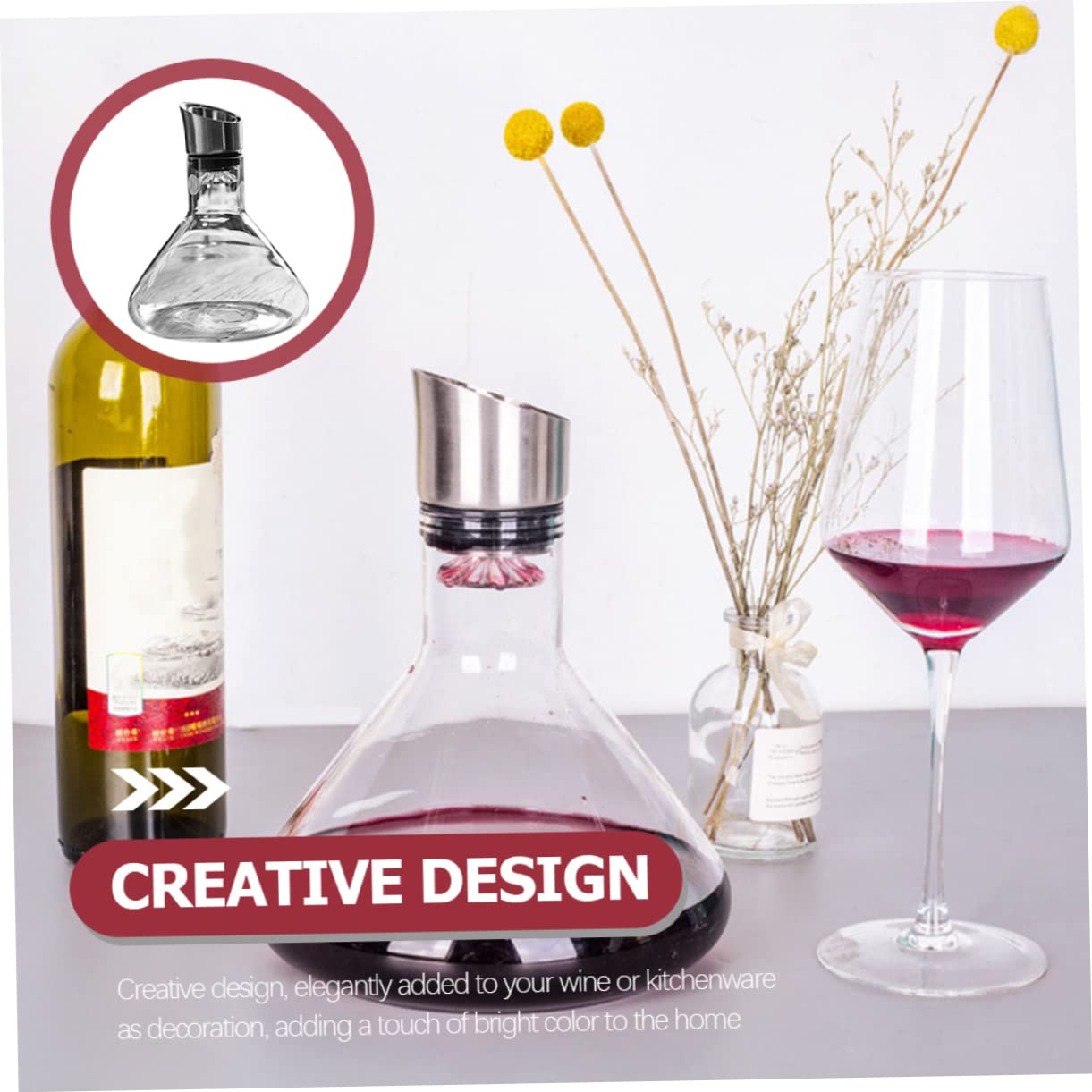 GRIRIW High Borosilicate Glass Wine Decanter for Aerating Dispensing Elegant Party Supply Wedding Present Kitchen Accessory for Wine Lovers