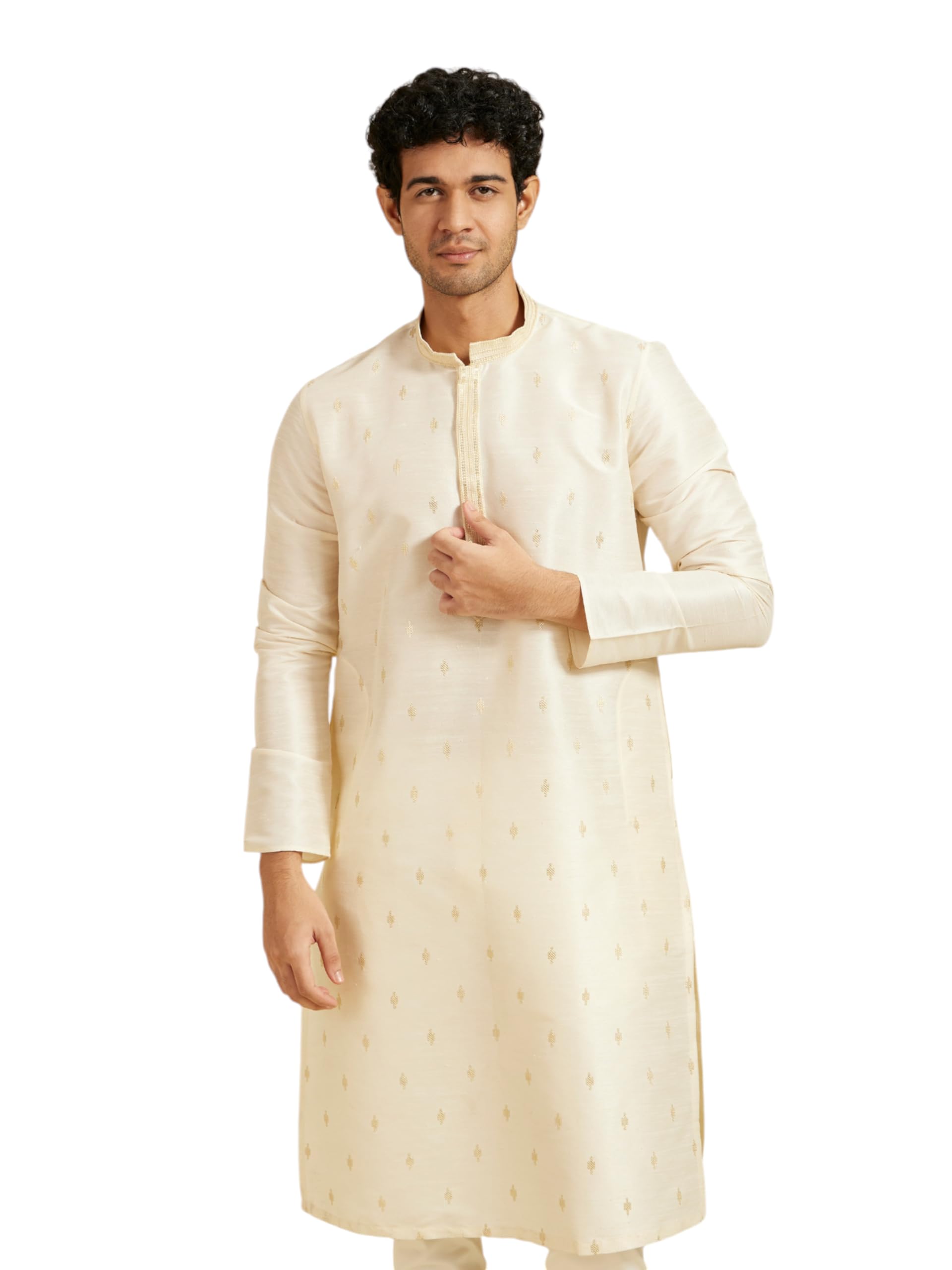 diwas by manyavar Men's Art Silk Thread Embroidered Sequined Kurta (1pc)-picture-50