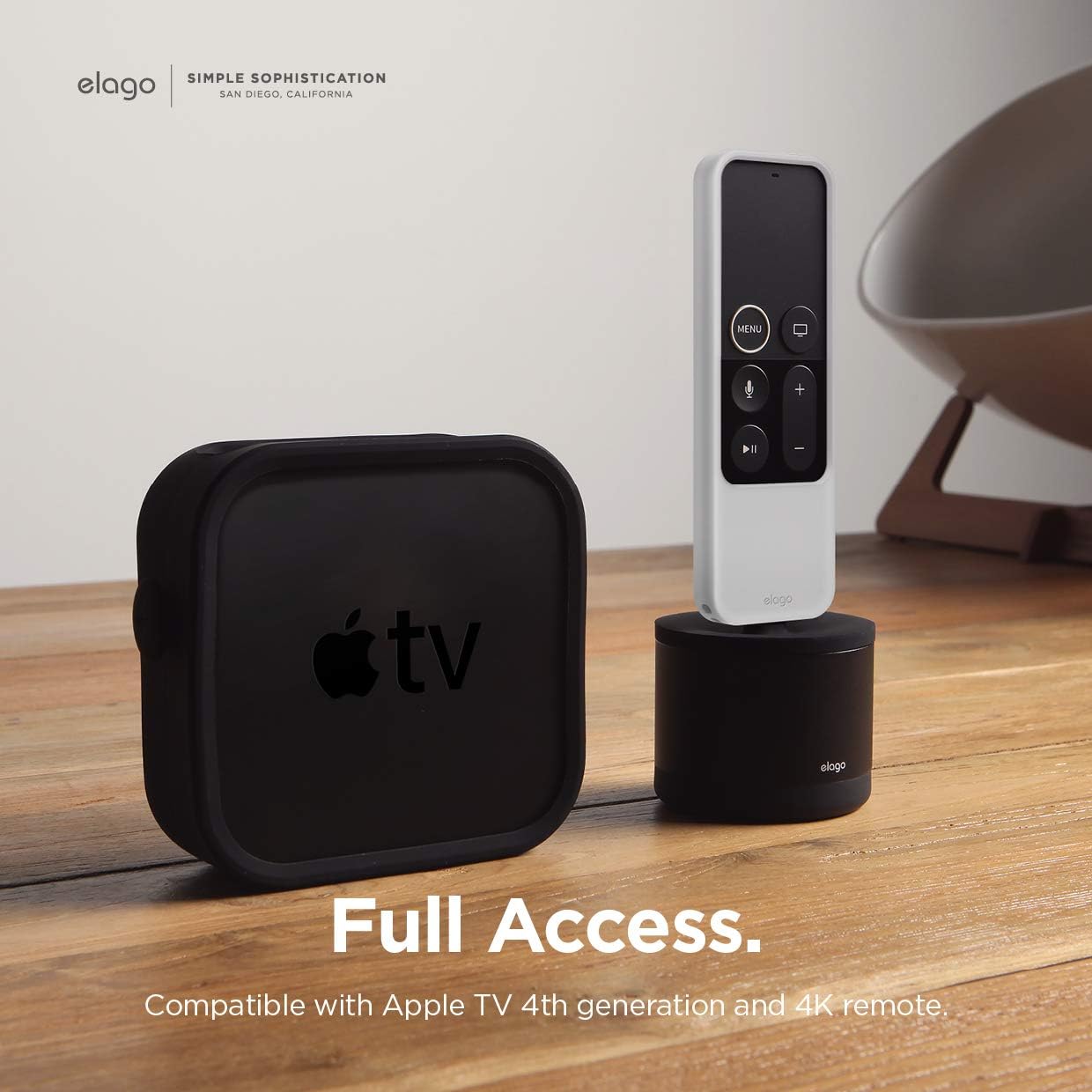 elago R4 Retro Apple TV Remote Case Compatible with Apple TV Siri Remote 1st Generation - Classic Controller Design [Non-Functional], Lanyard Included [US Patent Registered] (Nightglow Blue)