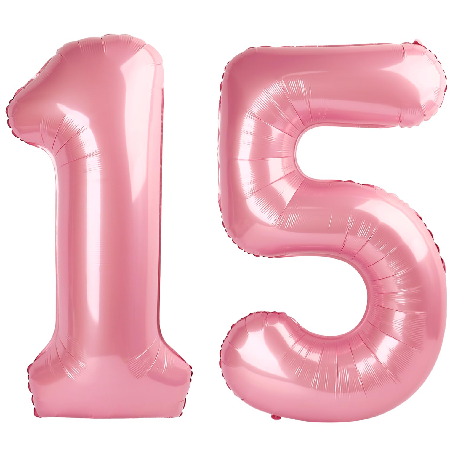 Kelfuoya Pearlescent Pink Number 15 Balloon 40 Inch | Huge Mylar Foil Party Supplies - main product image