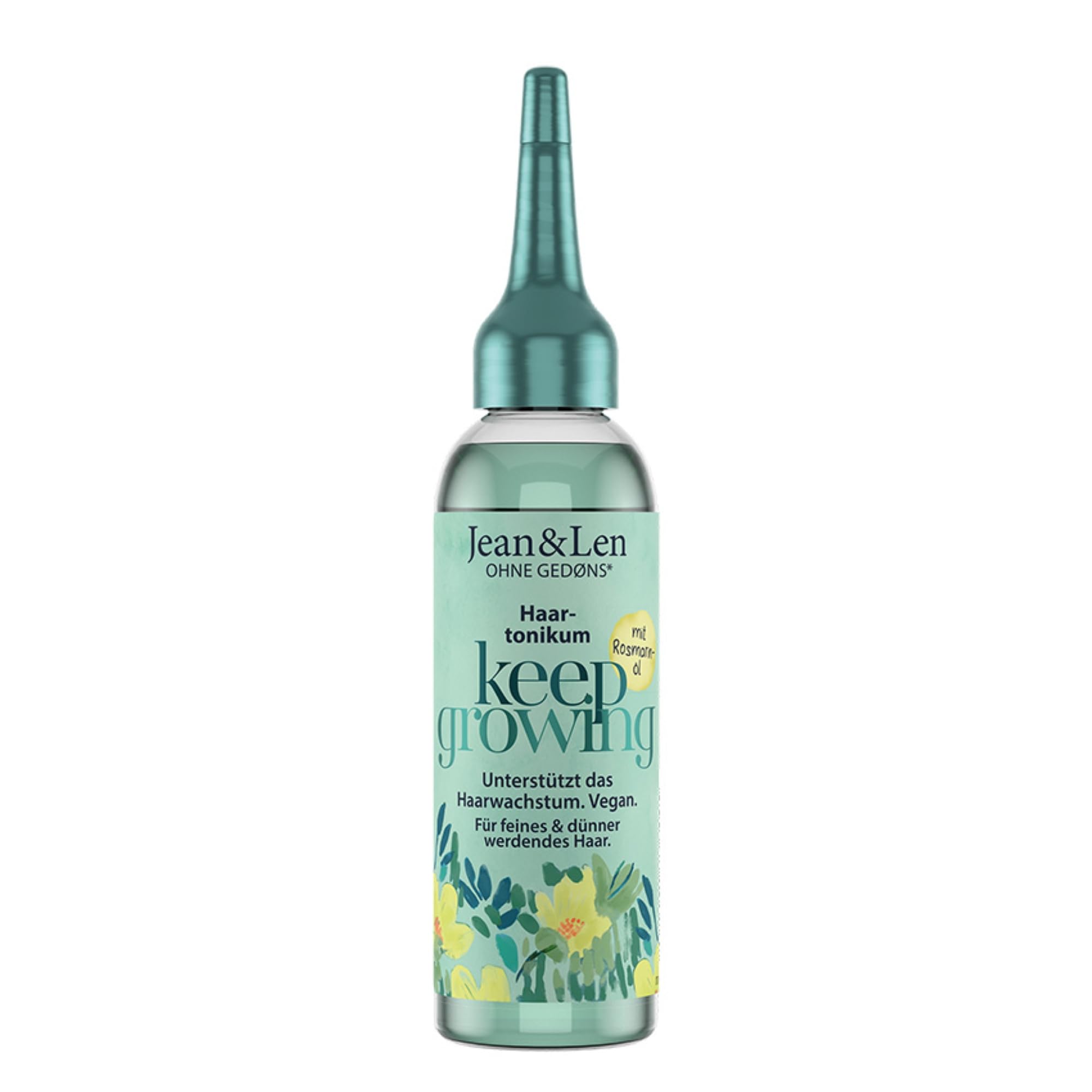Jean & Len Haartonikum Rosmarin, wirkt anregend, regt das Haarwachstum an, fettet nicht, kann Haarausfall vorbeugen, Kopfhaut Tonikum, ohne Parabene & Silikone, vegan, 75 ml