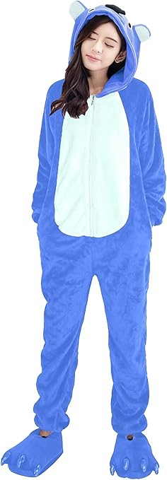 Ovender Kigurumi Dierenkostuums, pyjama, overall, ondergoed, volwassenen, uniseks, voor carnaval, Halloween, party, show, Kerstmis, cosplay, winter, voor dames en heren, Hert Geel Wit, M