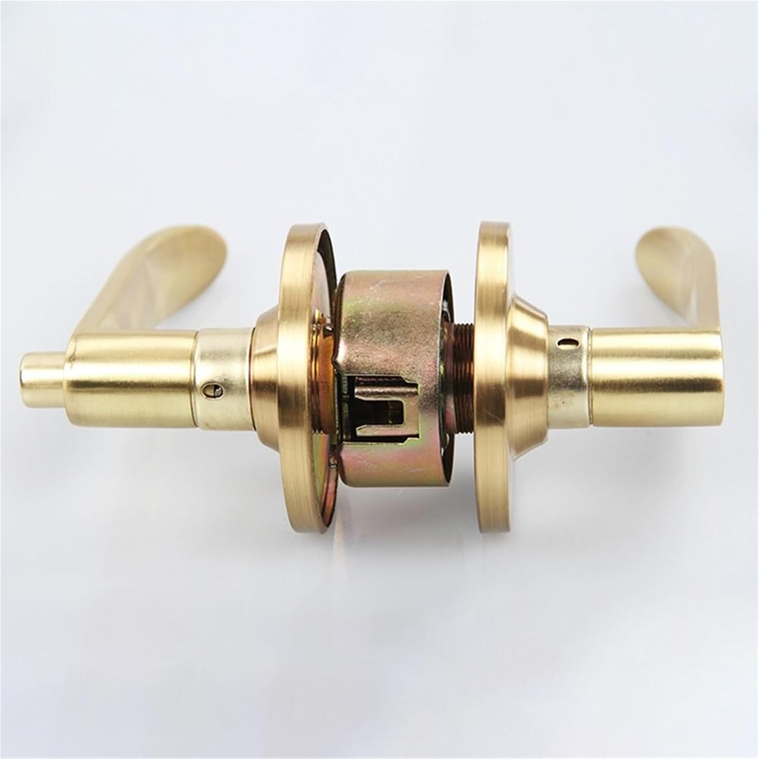 Interior Reversible Door Handle Lock Straight Lever with Round Trim 1Pcs(Golden-60mm Keyless)