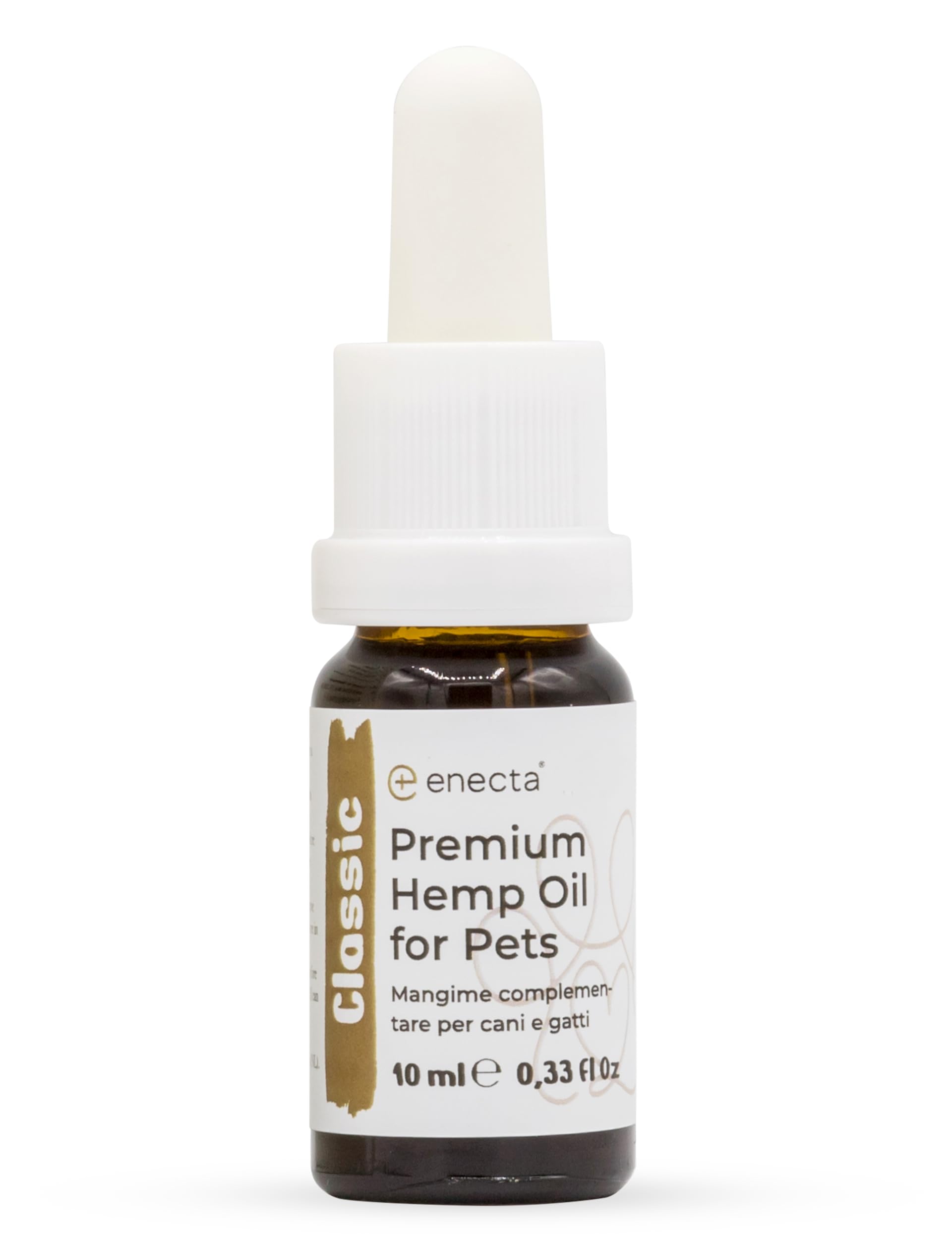 Enecta Pet Oil - Aceite de semillas de cáñamo para perros y gatos - Puro prensado en frío - Omega 3 y 6 - Bienestar diario - Fórmula nutracéutica - Bote de 10 ml