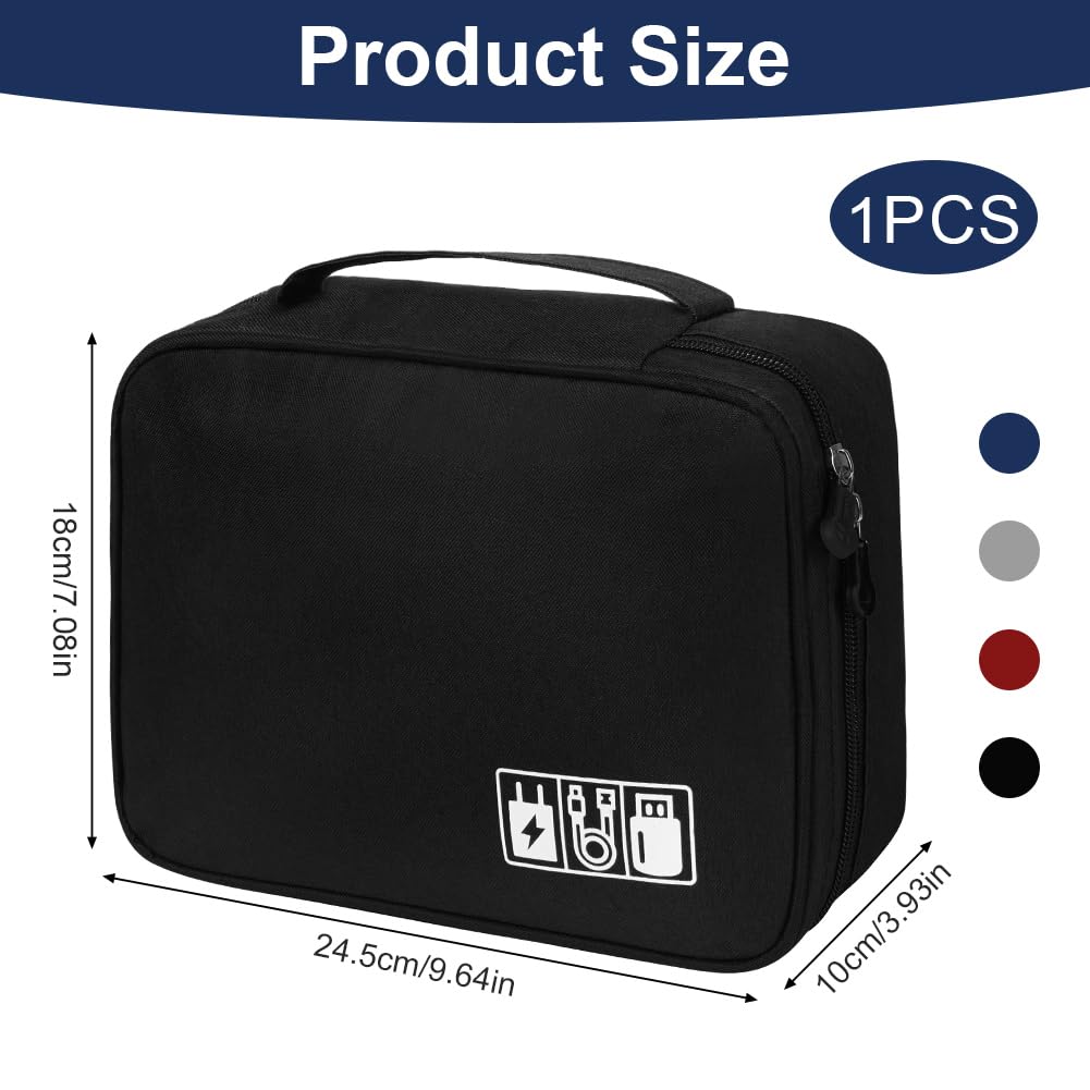 OFFCUP Torba na kabel, 24 x 18 x 10 cm, podróżny organizer na kable z 2 przegródkami, wodoszczelny organizer na kable, USB, dyski twarde, karty SD, ładowarkę (niebieska)