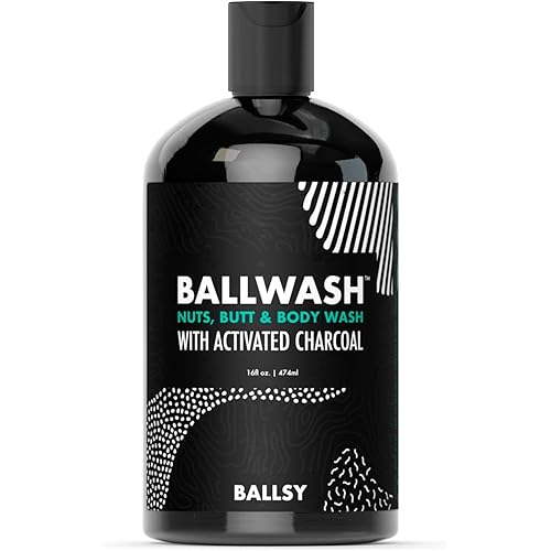 Ballsy Ballwash Charcoal Body Wash for Men - Moisturizing Men’s Bodywash with Coconut Oil – Soap for Men & Great for your Most Intimate Areas, 16 Oz