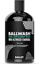 Ballsy Ballwash Charcoal Body Wash for Men - Moisturizing Men’s Bodywash with Coconut Oil – Soap for Men & Great for your Most Intimate Areas, 16 Oz