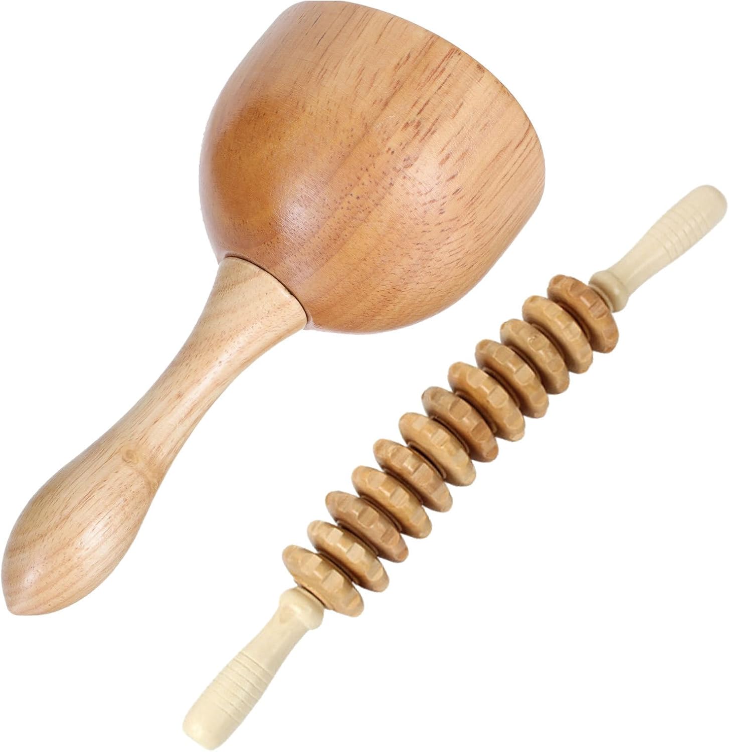 TIDTALEO Wooden Massage Tool for Full Body Muscle Relief Smooth Guasha Scraper Acupoint Massager Handheld Stick for Foot Neck Back Shoulder Relaxation and Trigger Point Therapy
