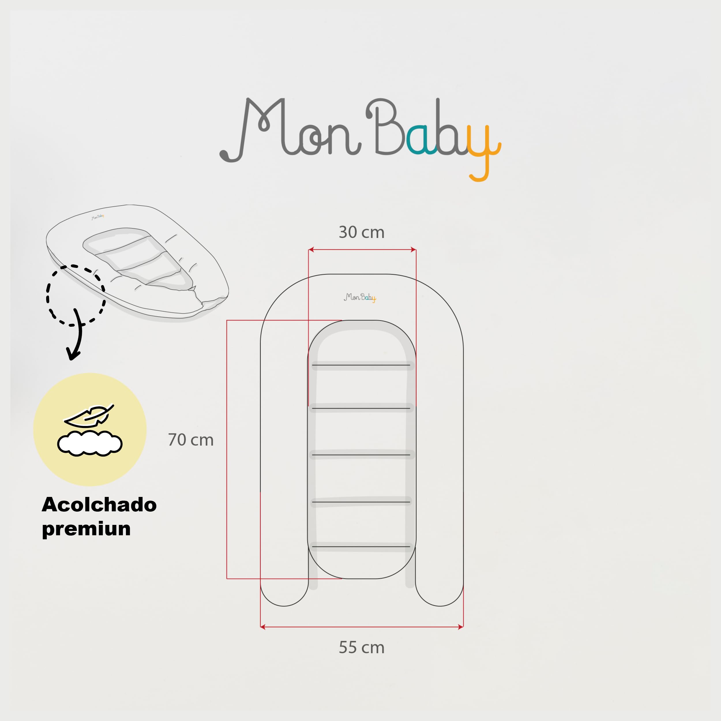 Nido de Bebé recien nacido 90 x 50 cm. Reductor de Cuna o Nido de Colecho para Bebe. Algodón peinado 100%. Cuna Portátil o de Viaje para recién Nacido. Saurio