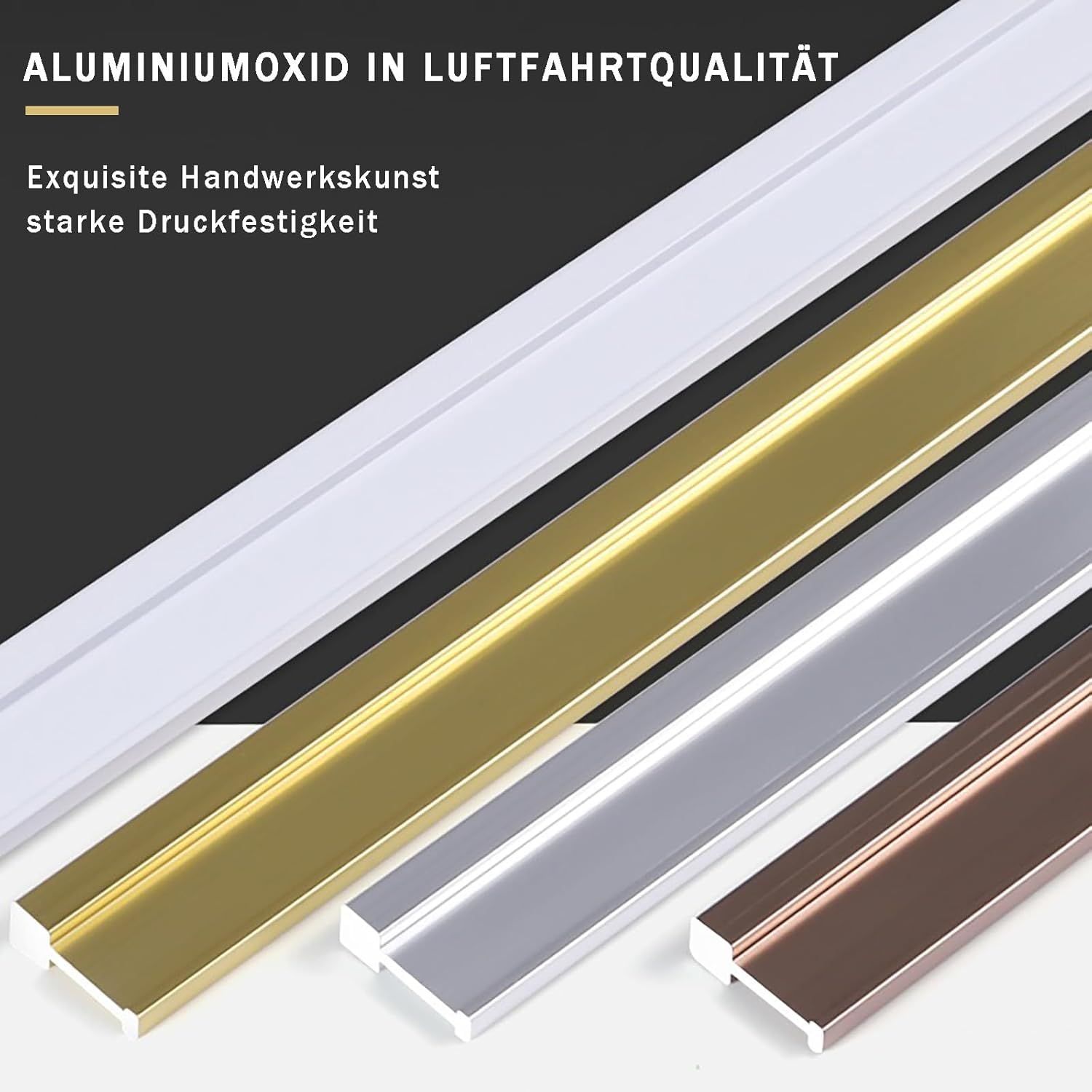 Übergangsschiene Aluminium Bodeneinfassungsleiste für Türen 2 Stück 125cm nahtlos zwischen Laminat und Fliesenboden