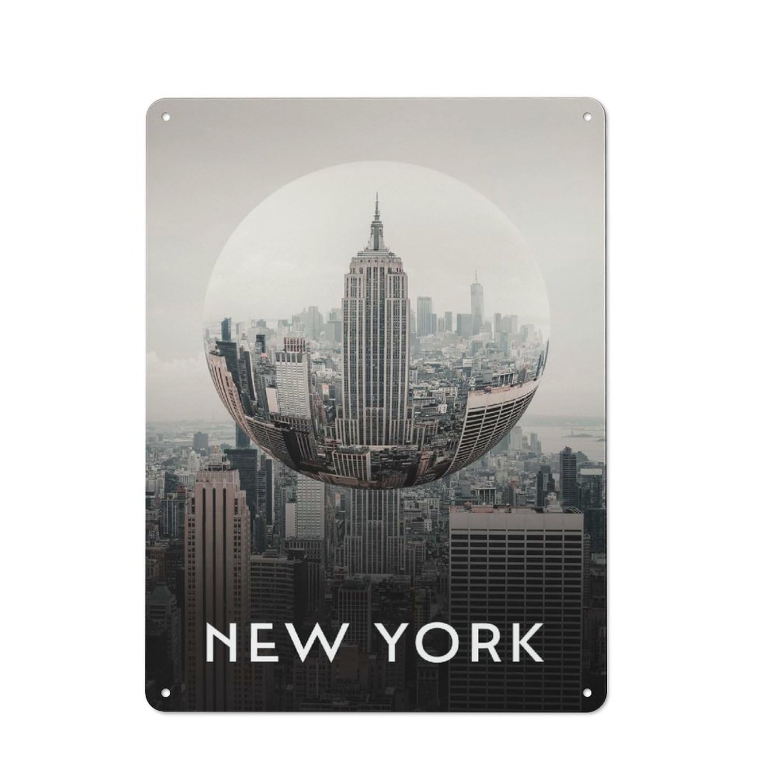 Junmoney New York Usa Vintage Tin Sign 40X30cm, Old Fashioned Nostalgic Wall Art For Bedroom, Office, Home Bar Or Dining Room
