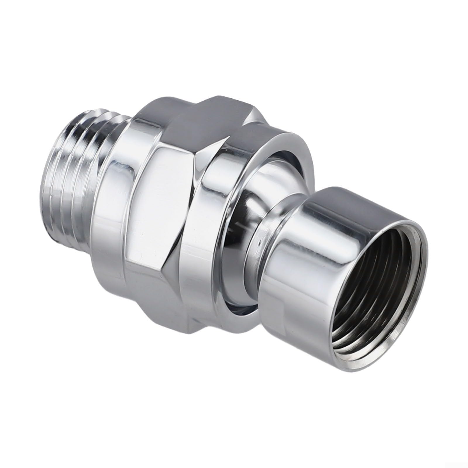Adattatore girevole per soffione doccia, giunto sferico, in ottone, flusso d'acqua, angolo regolabile, filettatura G1/2, argento spazzolato, nero (argento)