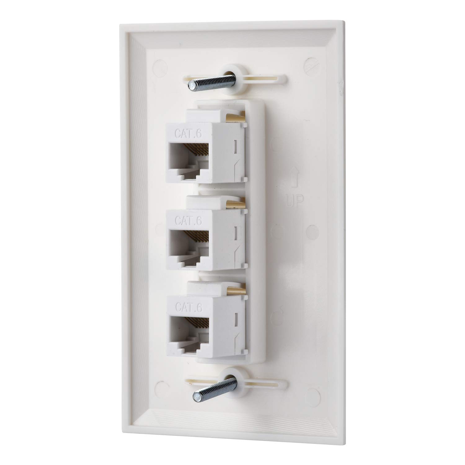 IBL - Cat6 Keystone Ethernet płyta ścienna żeńska do żeńskiego - biała (3 porty Cat6)