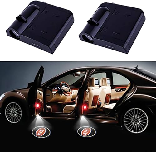 2 piezas compatibles con KIA inalámbrico para puerta de automóvil, luz LED HD de bienvenida de cortesía de sombra fantasma, lámpara proyectora apta