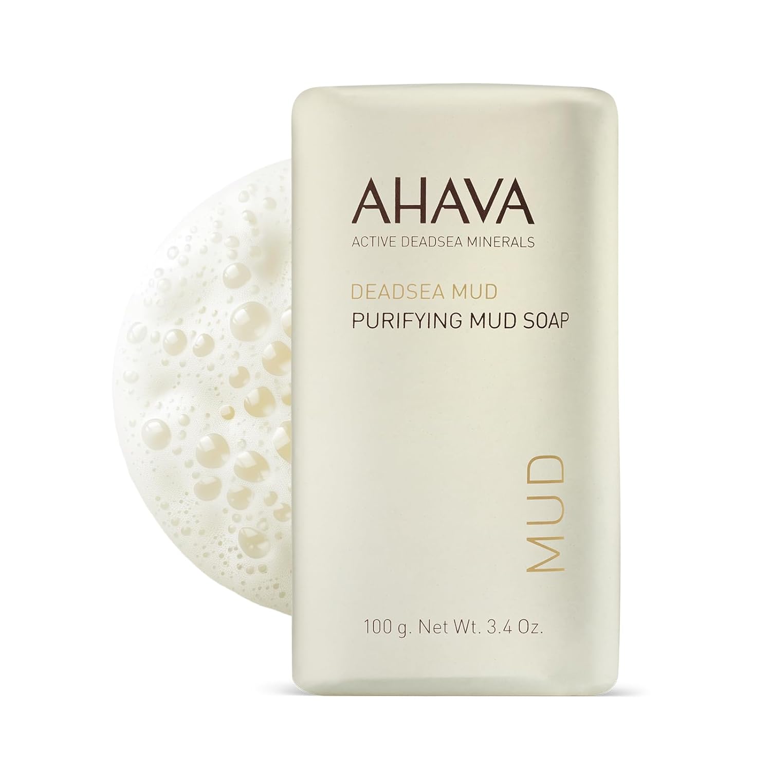 AHAVA Purifying Dead Sea Mud Soap - Face & Body Cleansing Bar to Purify the Skin, Enriched with Exclusive Mineral Blend of Dead Sea Osmoter and Dead Sea Mud, 3.4 Oz, (Packaging May Vary)