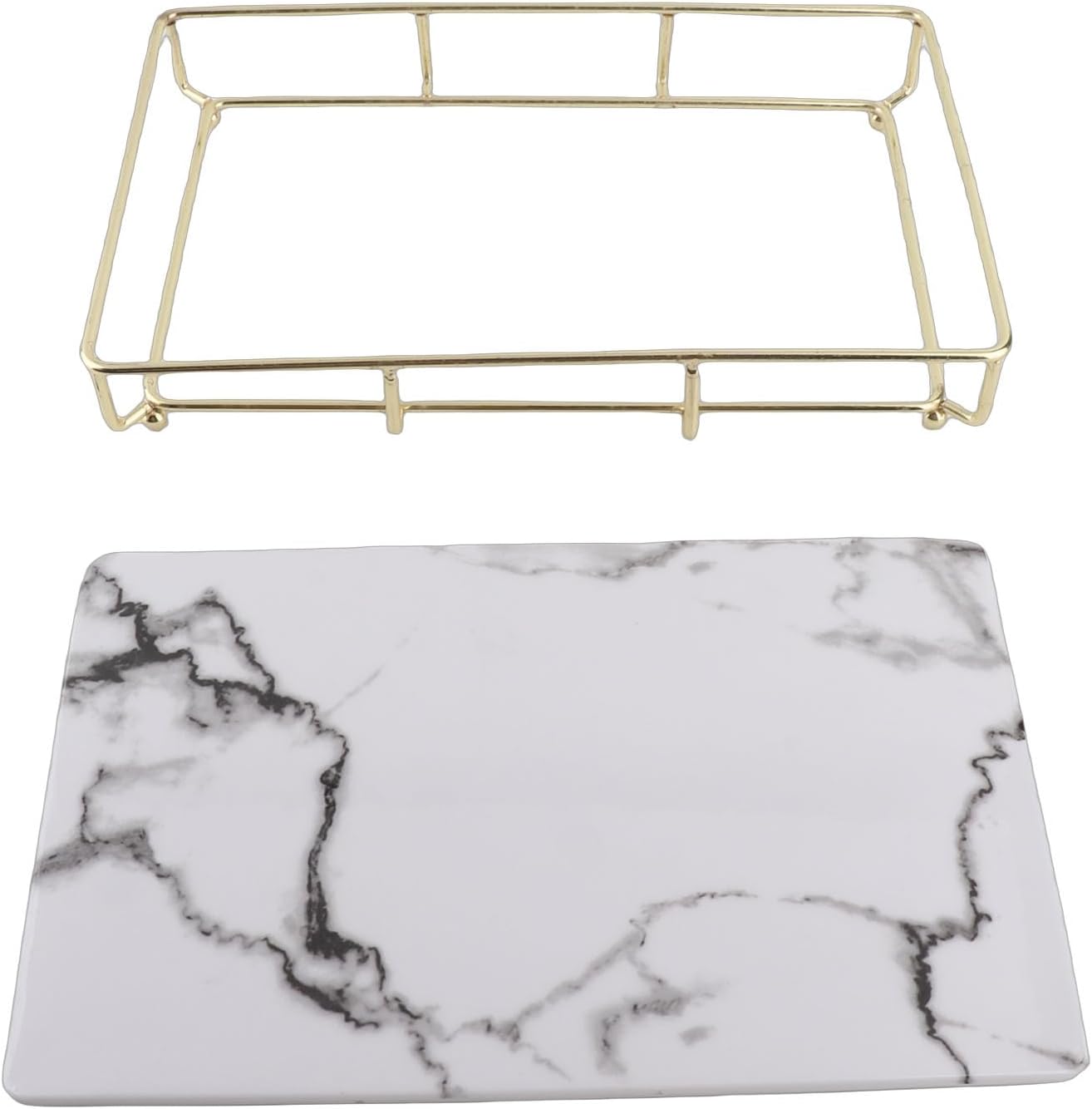 Acrylic Vanity Tray with Rustproof Iron Frame, Large Cosmetic Organizer for Perfume Jewelry Makeup, Removable Tabletop Decoration Holder for Bedroom Bathroom