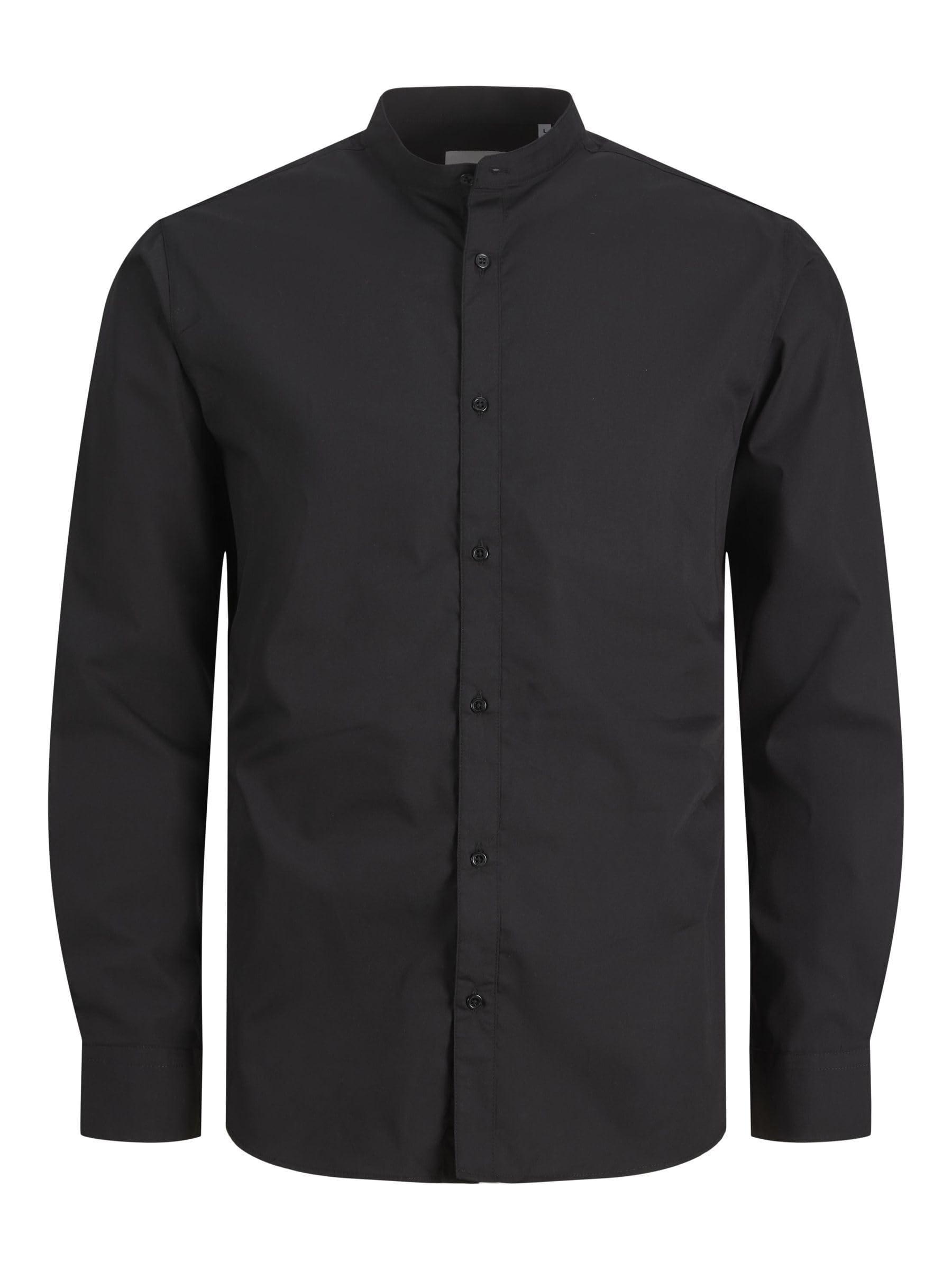 Jack & Jones Men's Black Jjjoe Ls Plain Mao Shirt, S, S