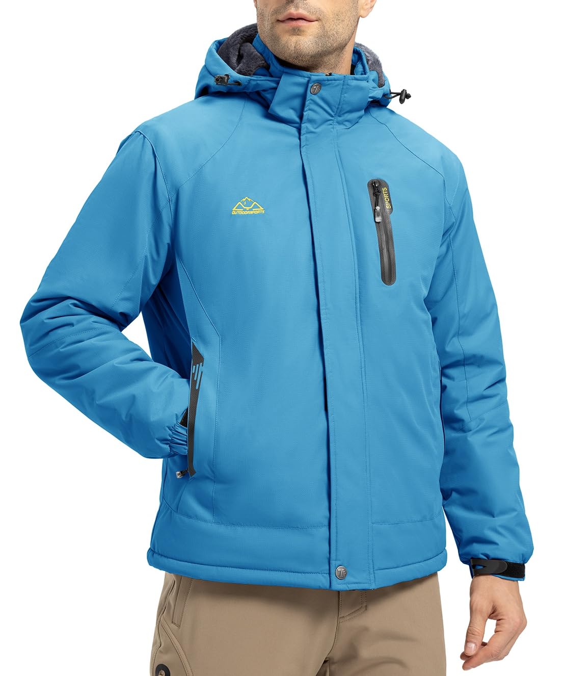YSENTO Herren Winterjacke wasserdichte Warme Fleece Gefüttert Outdoor Softshelljacke Atmungsaktiv Skijacke Snowboardjacke mit Kapuze