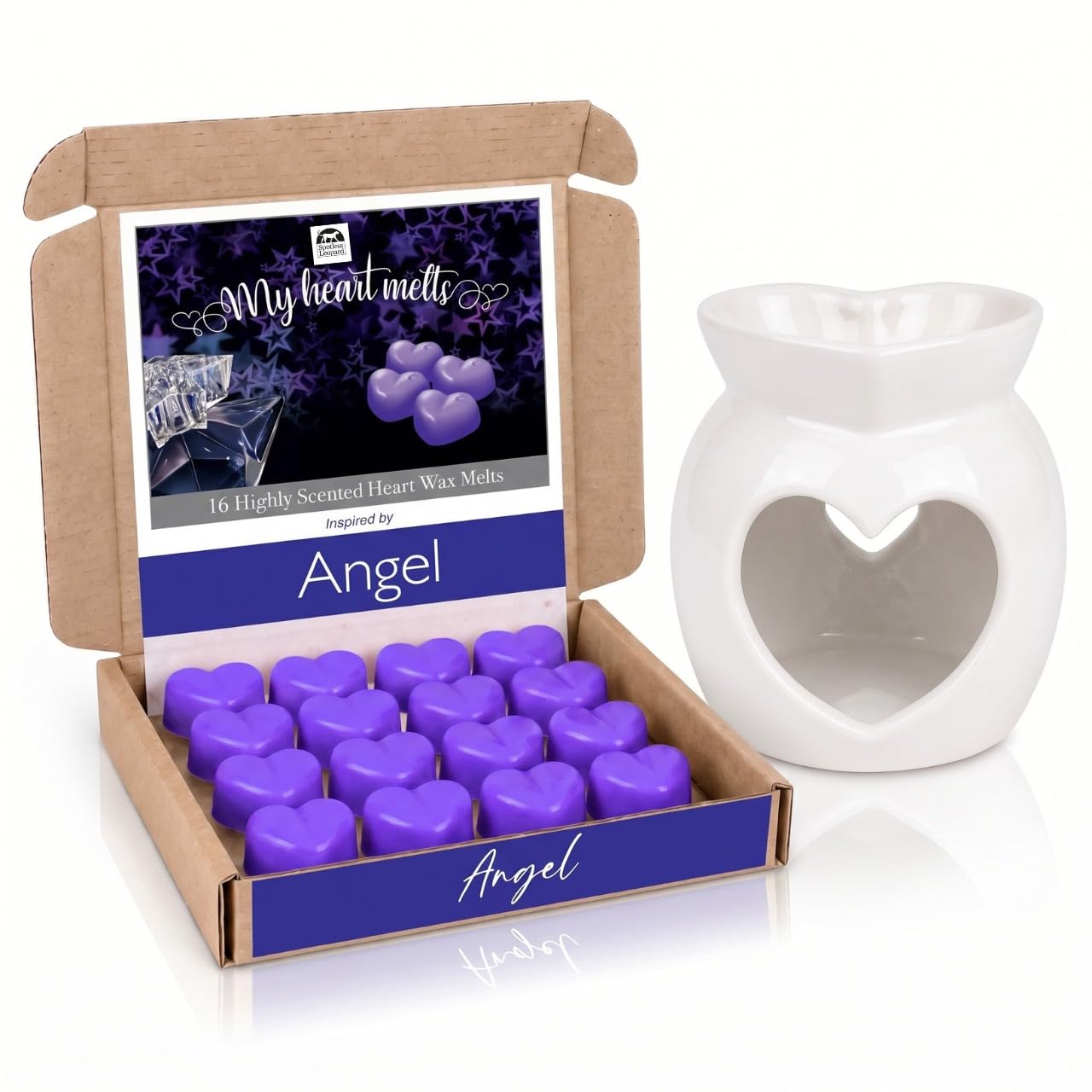 Spotless Leopard ECO Perfume Free Angel Wax Melts with Ceramic Burner Gift Set – Angel Fragrance – Eco-Friendly Long Lasting Wax Melts – Luxury Home Fragrance Aromatherapy Gift Kit for Home Décor