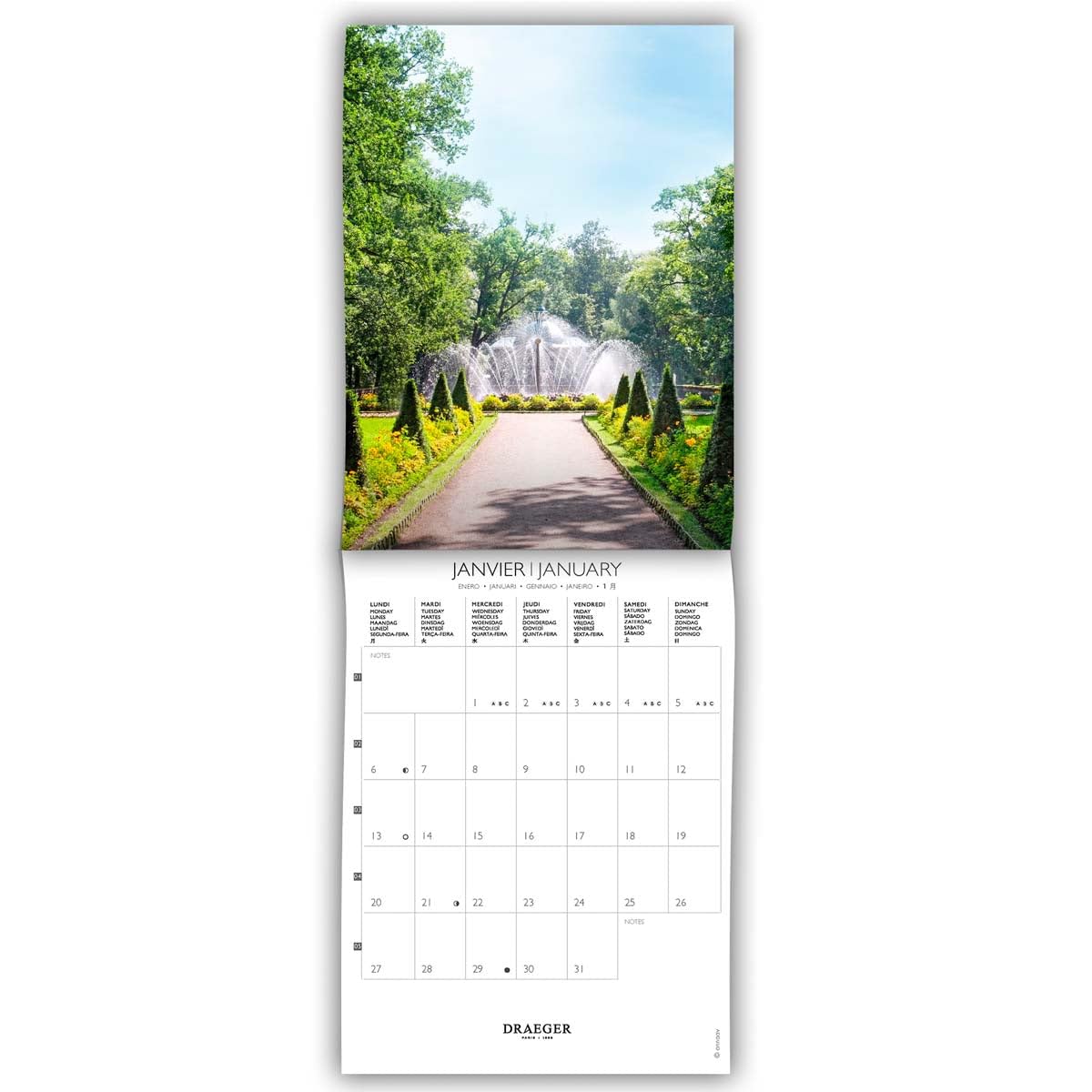 DRAEGER PARIS 1886, Small Wall Calendar 14x18cm 2025, Daily Organization, 12 Photos, September 2024-December 2025-7 Languages - Image 2