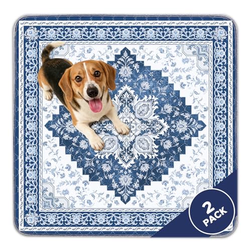 Image of INVENHO 2PACK Washable Pee Pads for Dogs, Reusable Dog Pads Upgrade Non-Slip Dog Pee Pads Heavy Absorbency Puppy Pee Pads Quick Dry Whelping Pads /Waterproof Puppy Training Pad