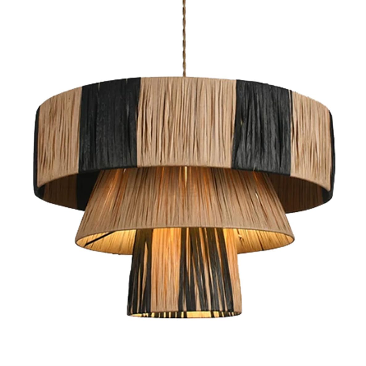 CSSYKV Wabi-sabi Art Rattan Basket Pendant Light - 23.6 Inch Retro Bamboo Rattan Lamp Fixture Handmade Lantern Farmhouse Single Light for Bedroom, Kitchen, Living Room Lighting - E26 Socket
