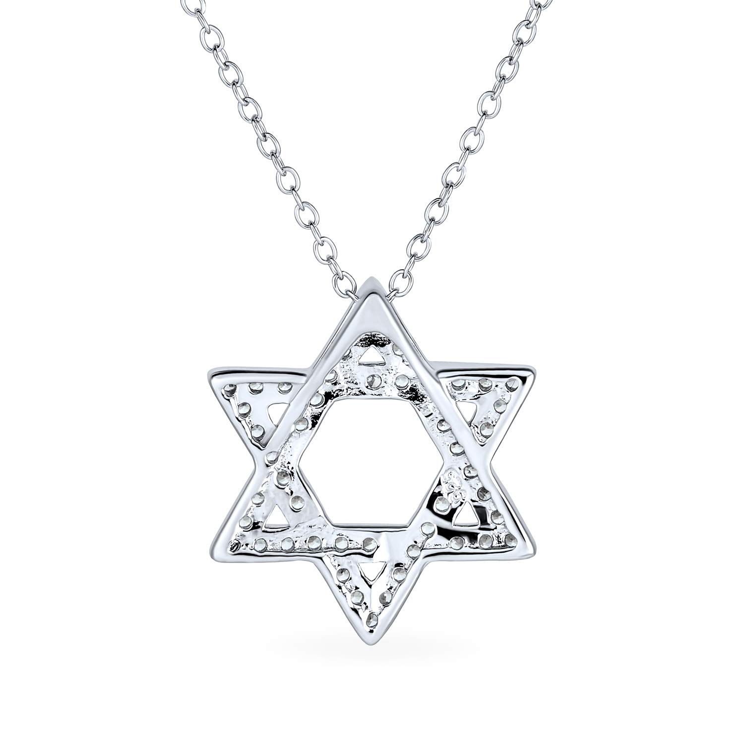 Bling Jewelry Collana con ciondolo Stella di David intrecciata tradizionale religiosa Magen Judaica con accento in Zirconia Cubica CZ per donne adolescenti Bat Mitzvah in argento sterling .925