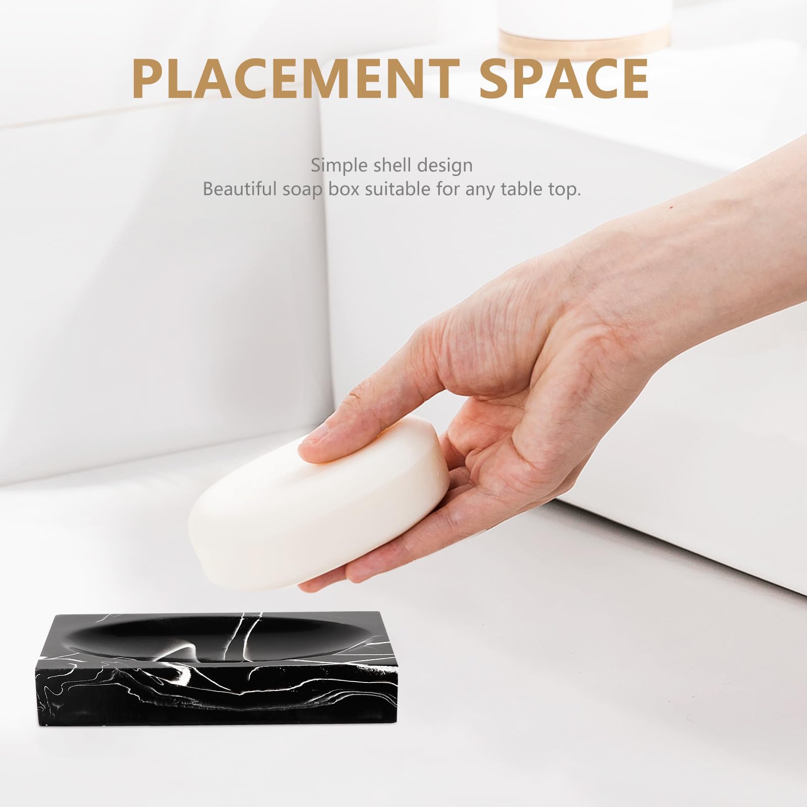 BESTOYARD Set de Accesorios de Baño en Resina Negra Estante para Cepillos de Dientes y Jabonera, Diseño Jaspeado Cómodo para Mantener el Baño Organizado
