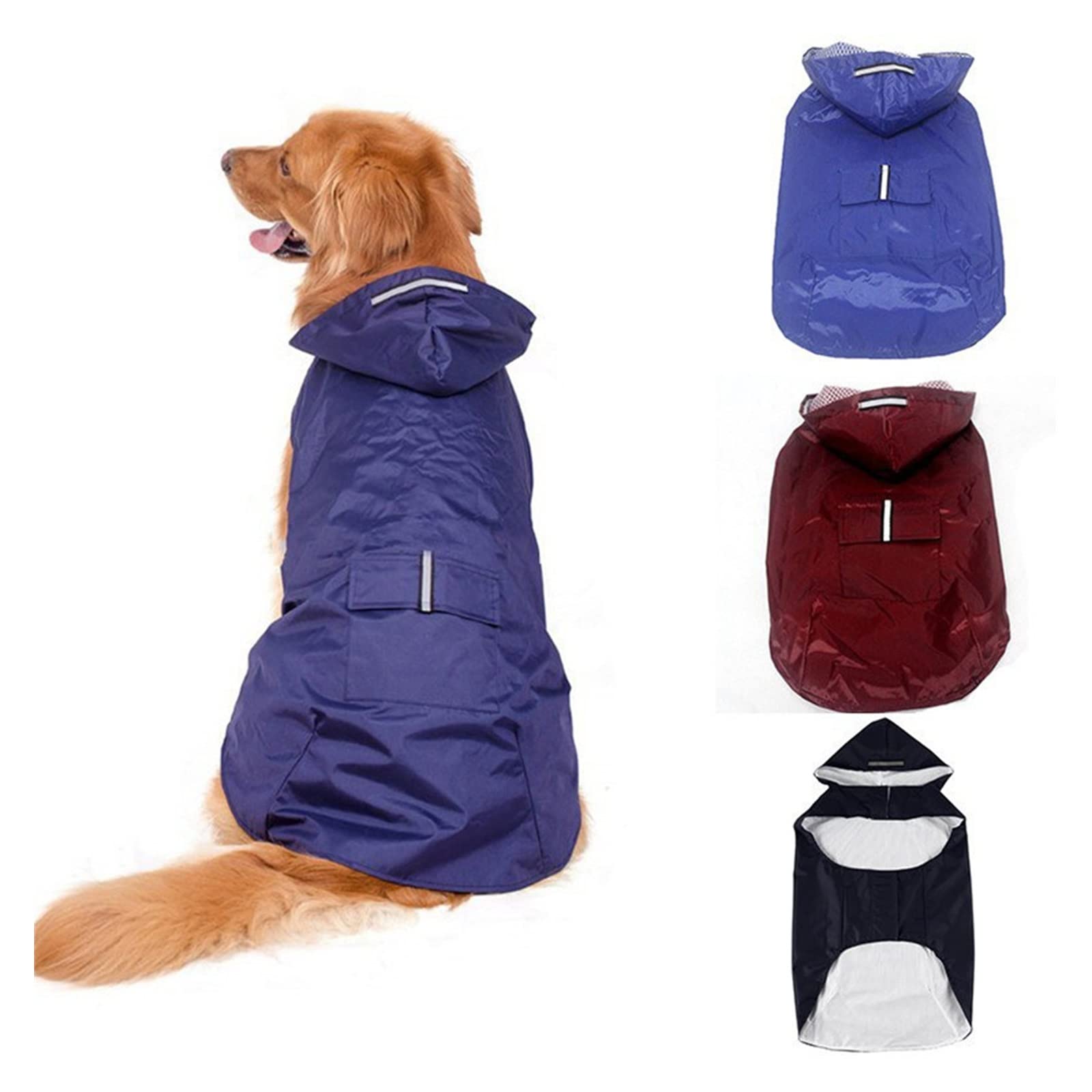 Kikbax Chien Imperméable À Capuche Veste Pet Vêtements De Pluie Vêtements en Plein Air Chiens Imperméable Accessoires (Color : Blue, Size : 6XL)