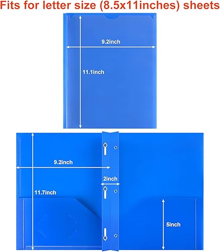 Miniatura 4 de Officygnet Paquete de 8 carpetas de 2 bolsillos con cierre de 3 puntas, carpeta de plástico resistente con bolsillo frontal transparente, carpetas a