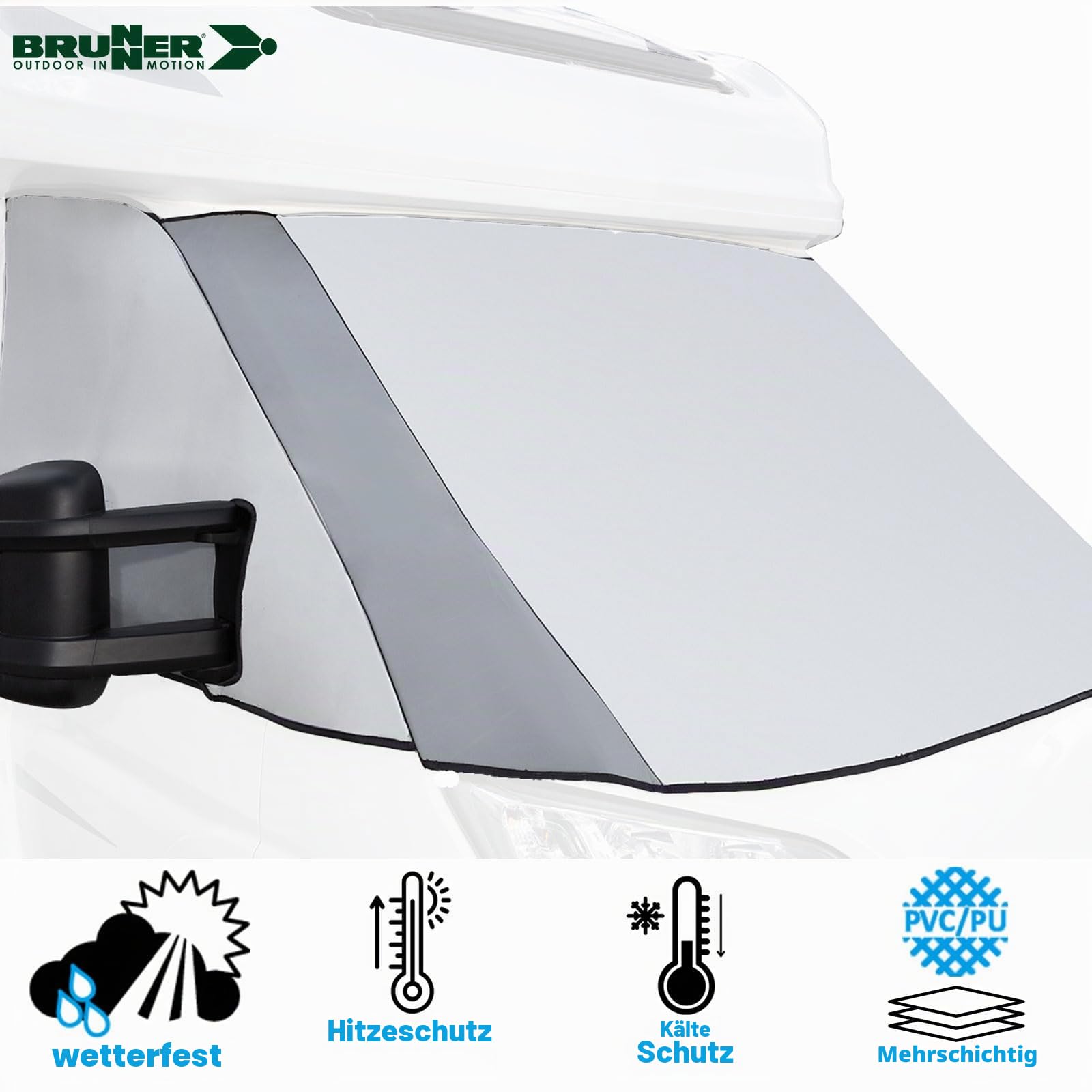 BRUNNER CLI-MATS XT Thermomatte außen Ducato Boxer Jumper 07/2006-06/2014 | Wohnmobil, Kälteschutz Winter, Hitzeschutz Sommer, Thermo einteilig Frontscheibe + Seitenscheiben Isoliermatte Sonnenschutz