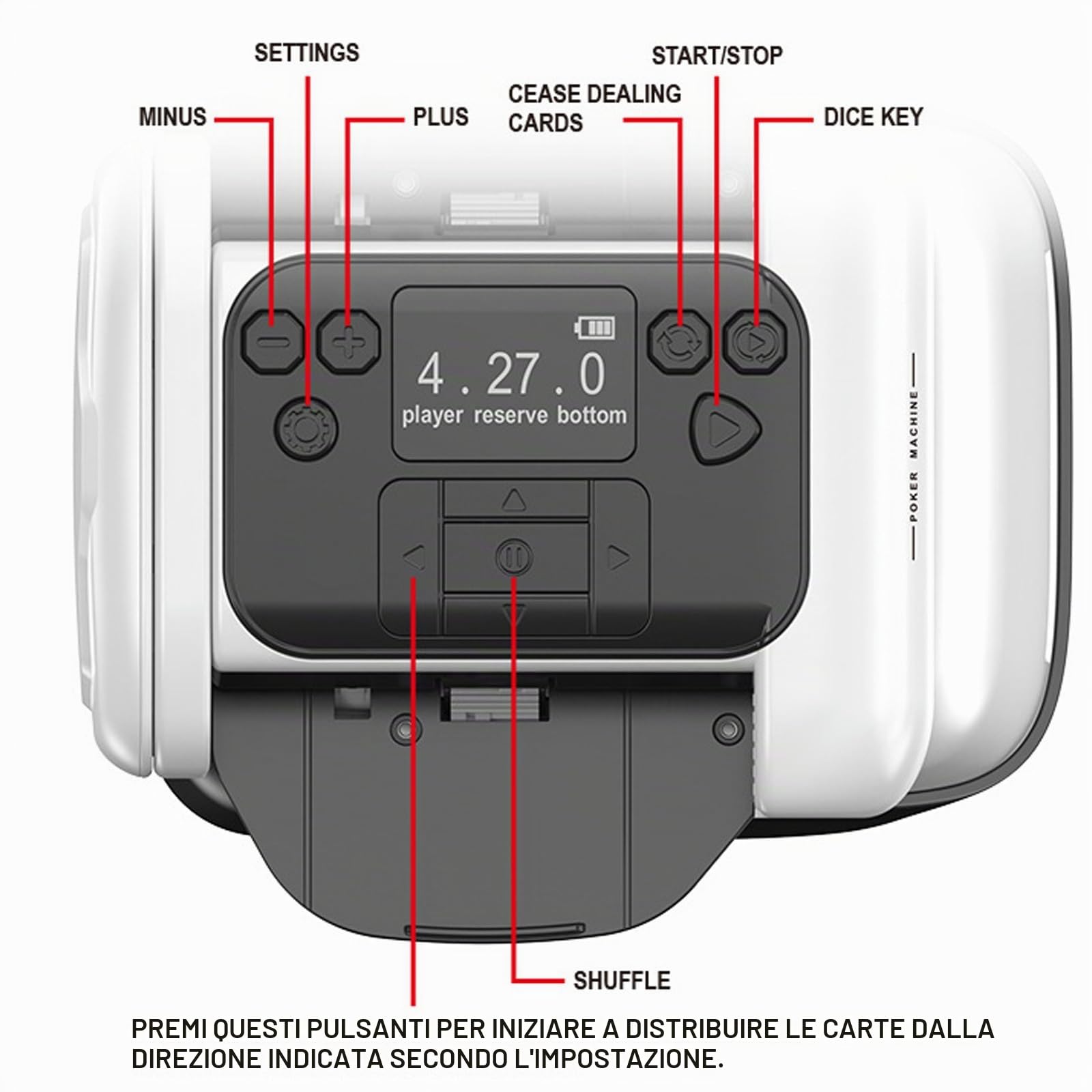 Mescolatore e Distributore Automatico di Carte, Rotazione 360° per 1–2 Mazzi, 1–8 Giocatori, mescolatore di carte elettrico per giochi come poker, UNO, blackjack, Texas Hold'em
