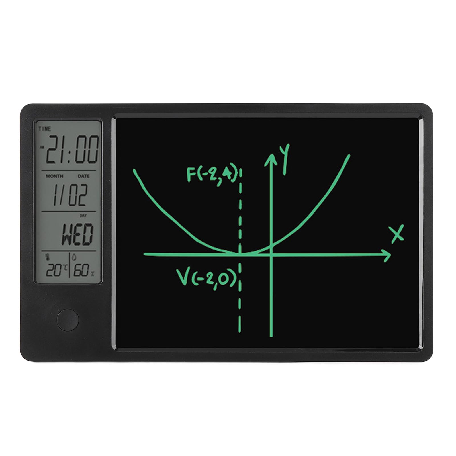 Elektroniczny kalendarz z notatnikiem, wymazywalna tablica do pisania LCD Elektroniczny cyfrowy planer Kalendarz Tablet Wyświetlacz temperatury i wilgotności (BLACK)