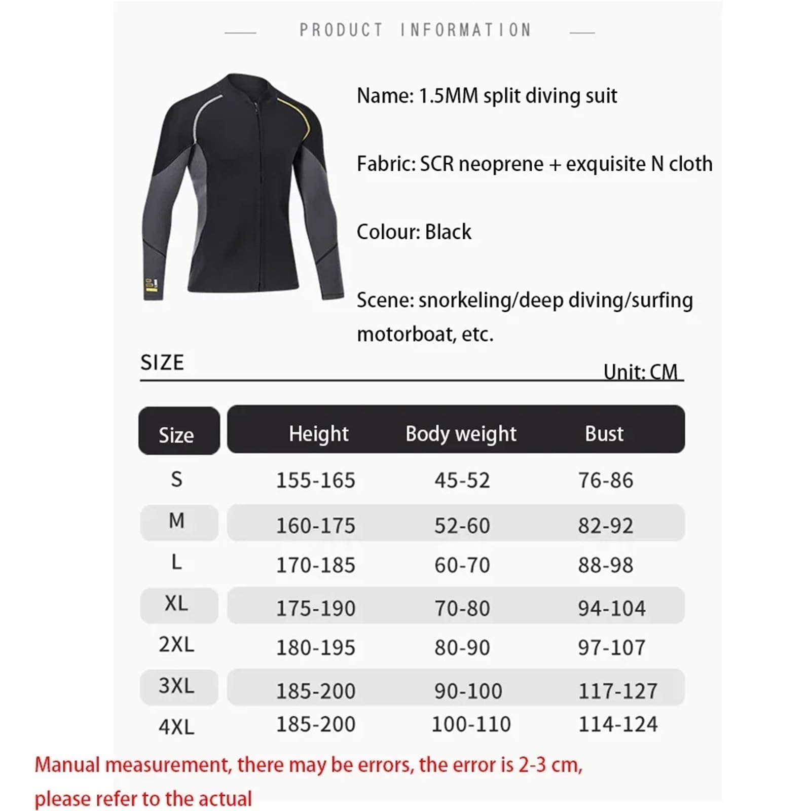muta da sub Muta Da Sub Uomo Donna 1.5 MM Neoprene Termico Nuoto Snorkeling Surf Vela Giacca Pantaloni