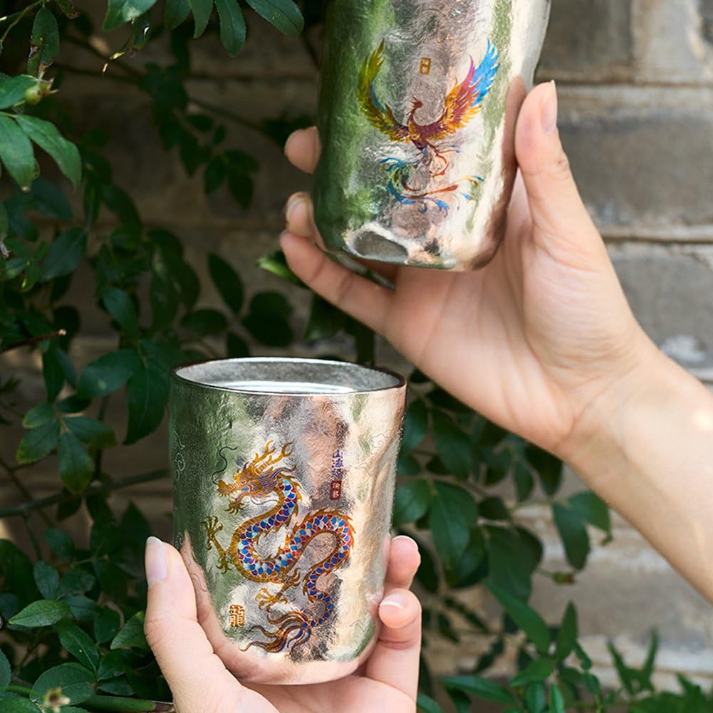 Mug Portable en Titane À Motif Dragon, Tasse À Café/bière Légère pour Boissons Froides, Idéale pour Maison Le Camping.
