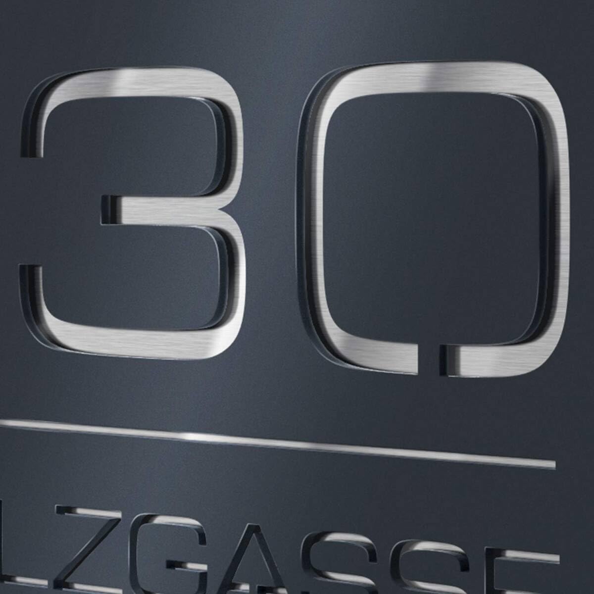 Metzler® Hausnummernschild mit Acrylgravur und 3D-Effekt in Anthrazit RAL 7016 aus Edelstahl V2A witterungsbeständig und UV-resistent 30x15 cm zur Wandmontage außen Fassade