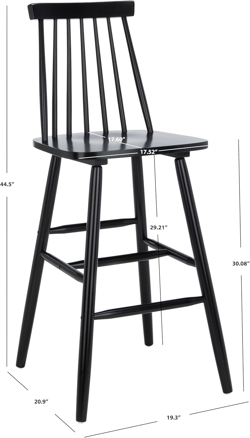 Safavieh Home Collection Beaufort Spindle Back Black 30-inch Bar Stool (Set of 2)