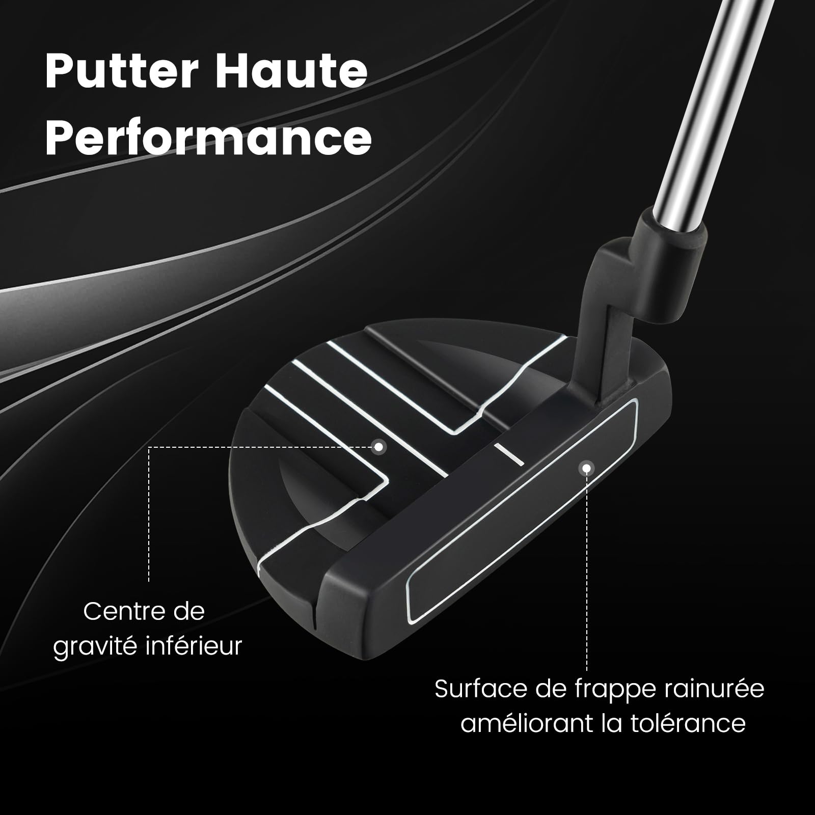 COSTWAY Club de Golf Putter 89 cm pour Droitier, Putter de Golf Style Maillet avec Lignes d'Alignement Couvre-Golf, Coin de Pincement 3° et Inclinaison 72° pour Débutant et Expérimenté