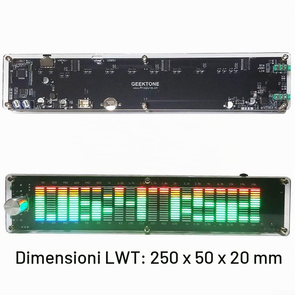 Display a LED con livello audio, indicatore di spettro musicale equalizzatore per DSP, analizzatore di spettro audio musicale, misuratore VU Display a LED con USB (con per DSP)