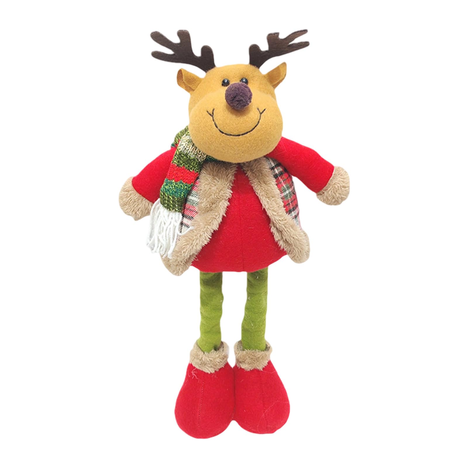 Hsioluted Telescoping Santa Figurine Ornament Adjustable Holiday Decor Safe Polyester for Indoor Christmas Tree Tabletops Polyester Christmas Decors Stretchable Doll