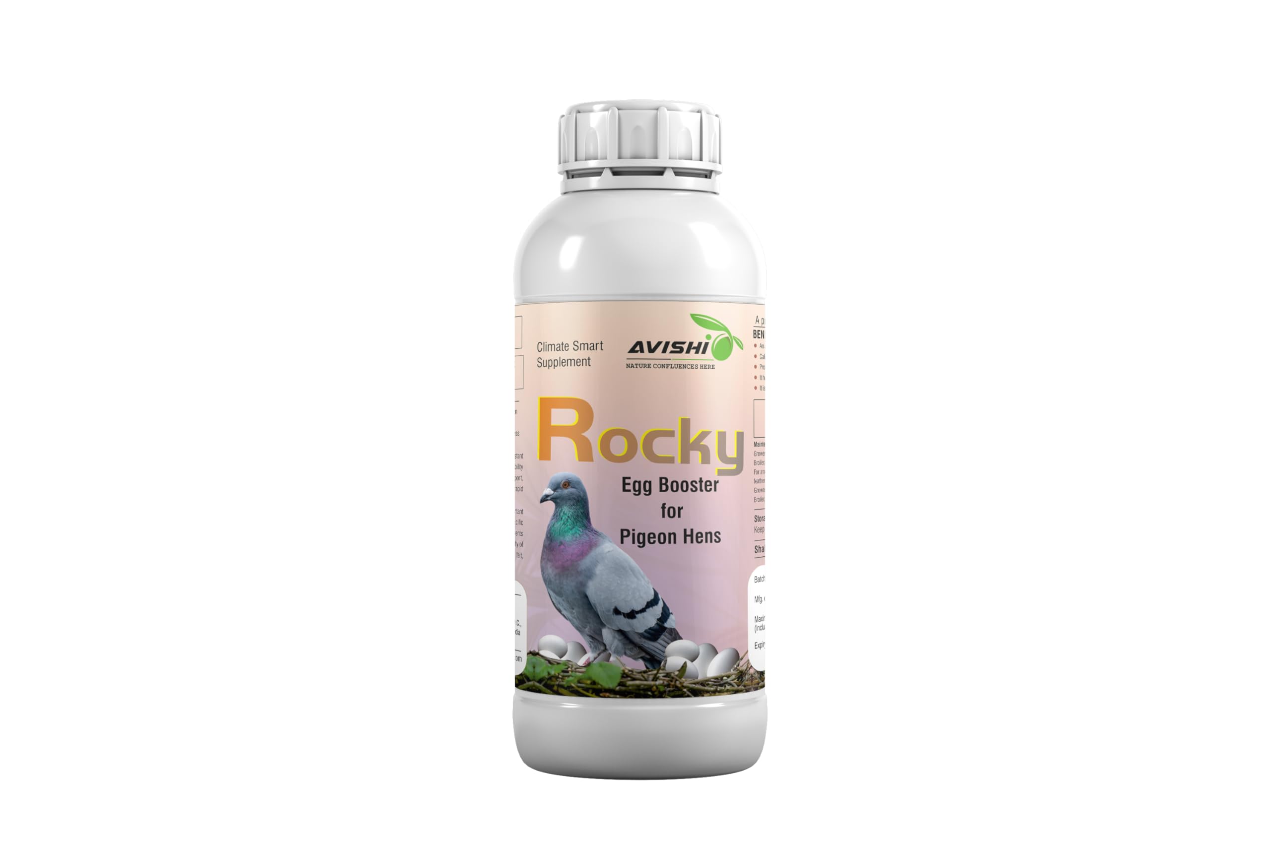 Avishi Rocky Egg Booster for Pigeon Hens (250 ml) Enhances Egg Quality, Shell Strength, and Laying Frequency, Nutrient-Rich Supplement for Healthy Pigeon Breeding