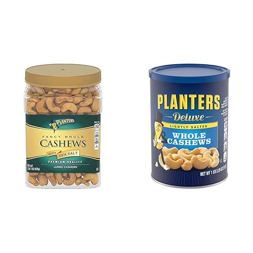 Planters Fancy Whole Anacardos con sal marina 33 oz Tarro resellable Kosher Deluxe ligeramente salado de anacardos enteros 1825 oz Bote resellable