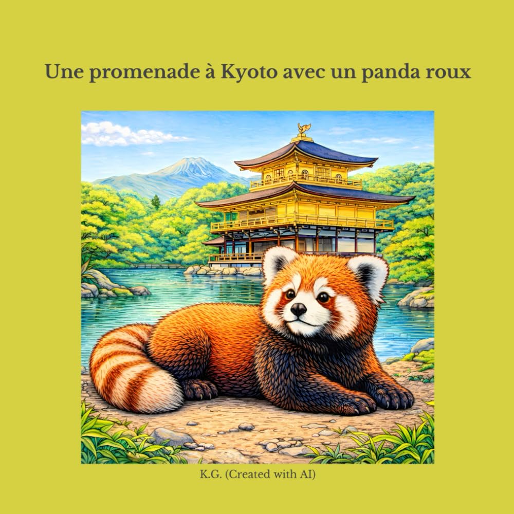 Une promenade à Kyoto avec un panda roux: Livre de coloriage & poèmes (15 pages de coloriage)