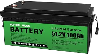 DATOUBOSS 48V 100Ah LiFePO4 Golf Cart Battery Max.5120Wh 48V 100A Lithium Battery, Built-in Smart 200A BMS, 15000+ Deep Cycle for Solar RV, Off Grid Applications, Boat, Backup Power